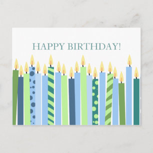 Carte Postale Bougies bleues et jaunes Boys Anniversaire
