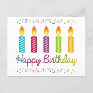 Carte Postale Bougies Colorées Joyeux Anniversaire