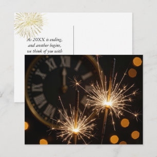 Carte Postale Bougies du Nouvel An sur une horloge de minuit