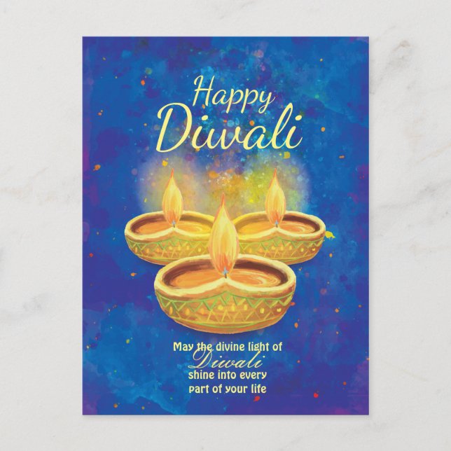 Carte Postale Bougies illuminating heureuses de Diwali saluant (Devant)