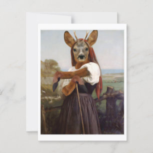 Carte Postale Bouguereau Deer Shepherdess