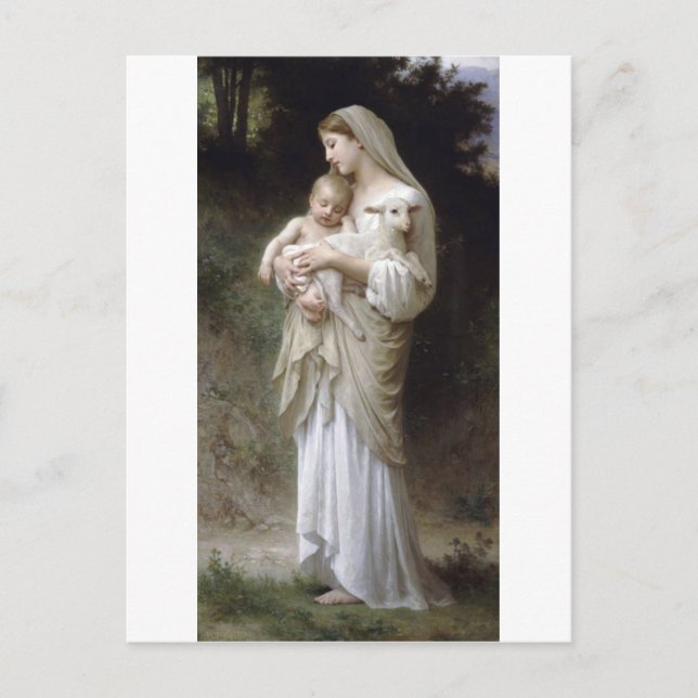 Carte Postale Bouguereau Innocence Lady Agneau-enfant (Devant)
