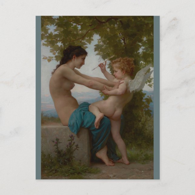 Carte Postale Bouguereau Jeune Fille Défendant contre Eros (Devant)