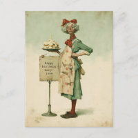 Boulanger vintage avec gâteau d'anniversaire