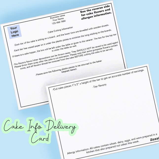 Carte Postale Boulangerie Business Cake Delivery Card pour le si (Créateur téléchargé)