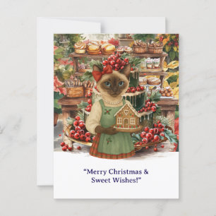 Carte Postale Boulangerie Cat Christmas à thème pour les Amoureu