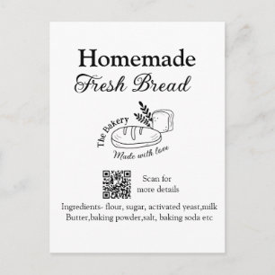 Carte Postale Boulangerie pain frais ajouter nom ingrédients Q r