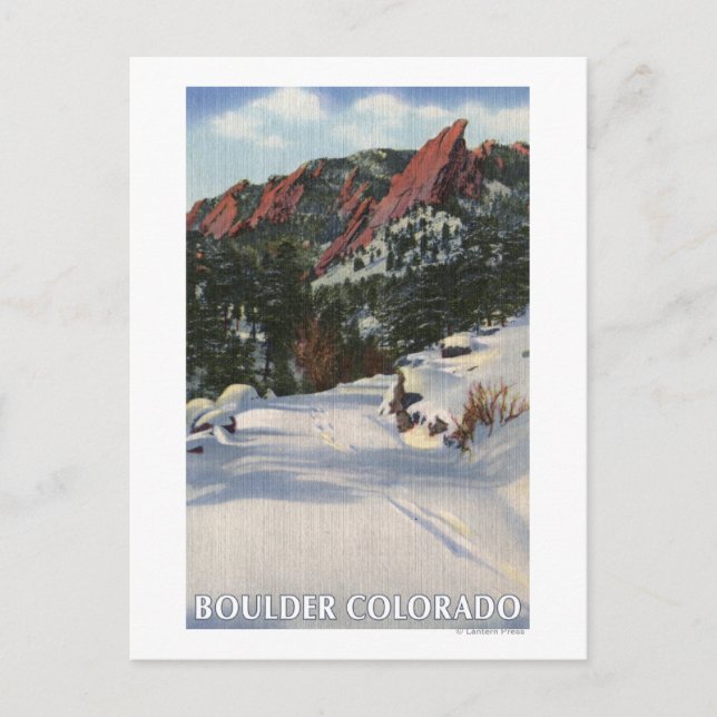 Carte Postale Boulder, Colorado - Flatirons en hiver (Devant)