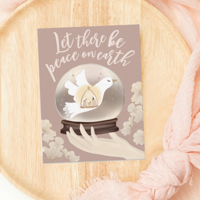 Carte Postale Boule à neige de la Nativité chrétienne 'Paix sur  (Créateur téléchargé)