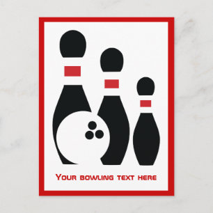 Carte Postale Boule de Bowling et broches verticales personnalis