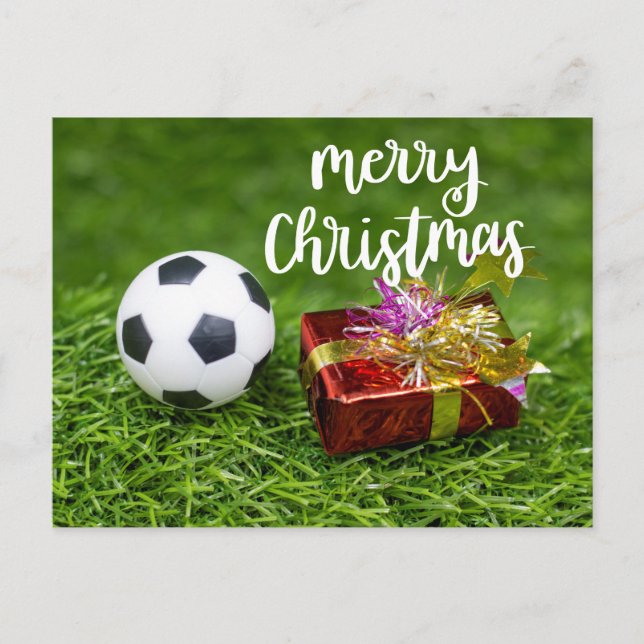 Carte Postale Boule de football avec cadeau Joyeux Noël (Devant)