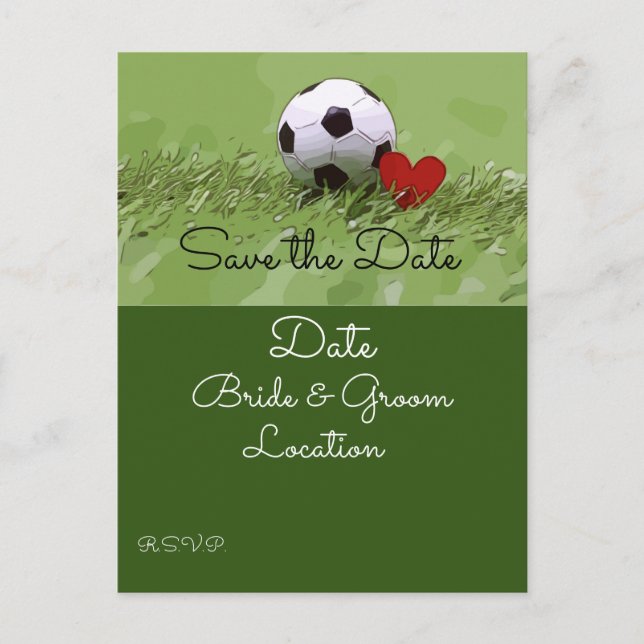 Carte Postale Boule de football avec coeur rouge sur mariage ver (Devant)