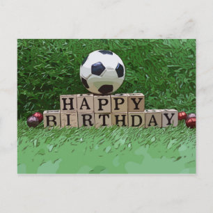 Carte Postale Boule de football avec Joyeux mot d'anniversaire s