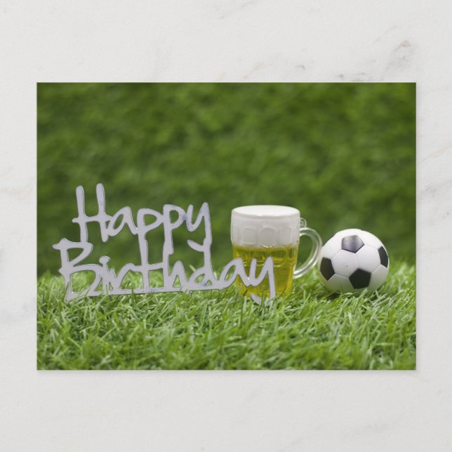 Carte Postale Boule de football avec Joyeux mot d'anniversaire s (Devant)