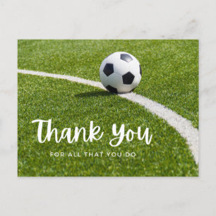 Carte Postale Boule de football avec merci tout ce que vous fait