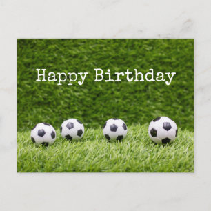 Carte Postale Boule de football avec mot Joyeux Anniversaire sur