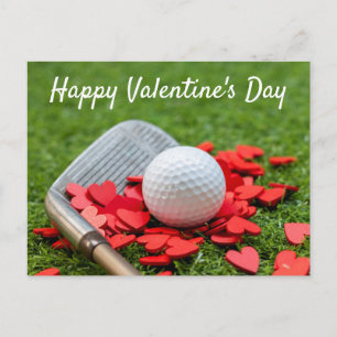 Carte Postale Boule de golf avec coeur rouge pour la Saint-Valen
