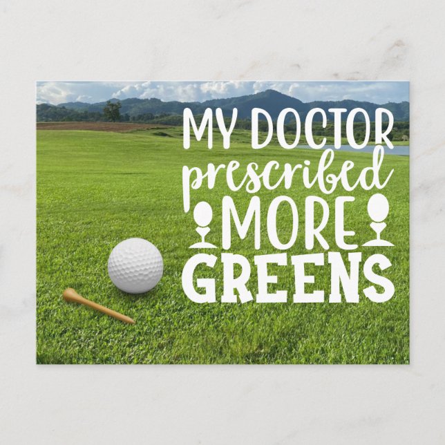 Carte Postale Boule de golf avec tee sur herbe verte (Devant)