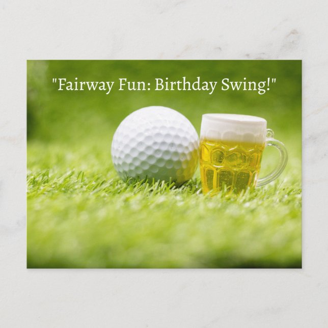 Carte Postale Boule de golf sur herbe verte pour l'anniversaire  (Devant)