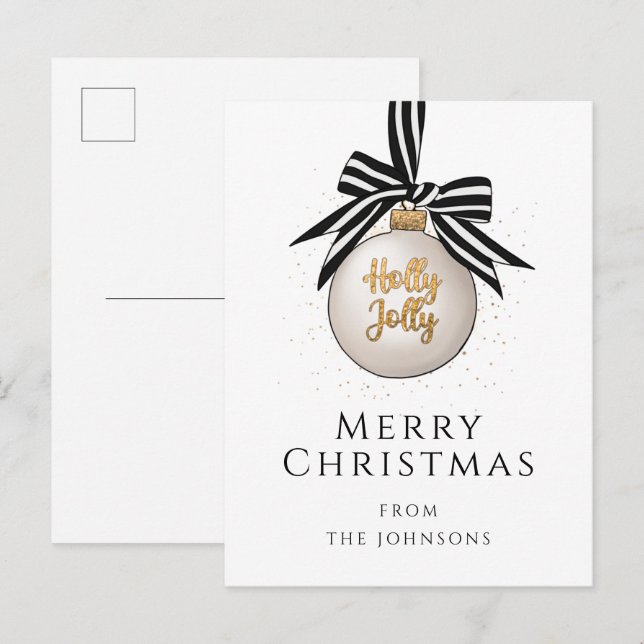 Carte Postale Boule de Noël élégante et joyeuse Fêtes (Devant / Derrière)