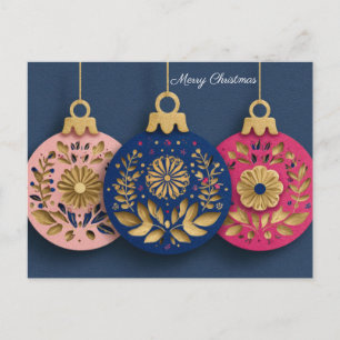 Carte Postale Boule de Noël festive et élégante pour les vœux