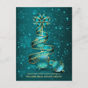 Carte Postale Boule de Noël Golden Sparkle Salutation d'entrepri