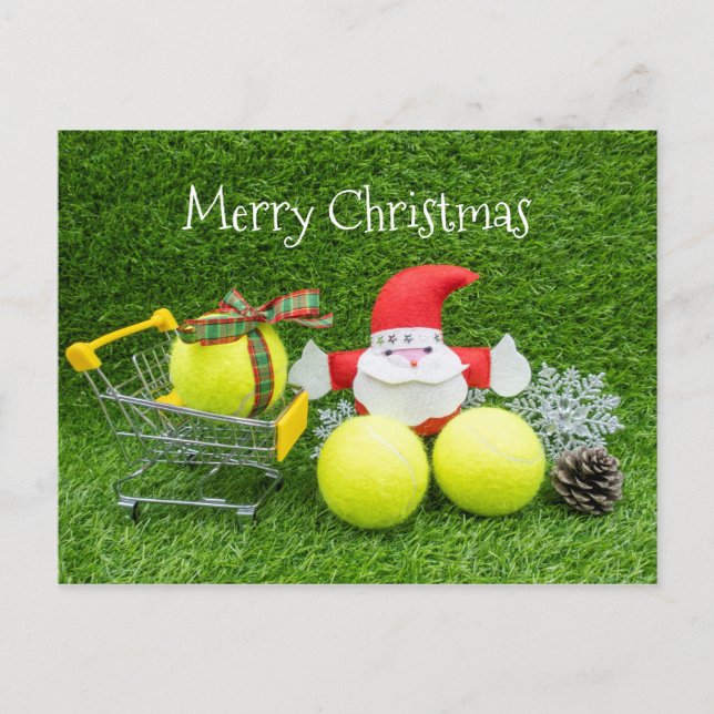 Carte Postale Boule de tennis avec le Noël du Père Noël (Devant)