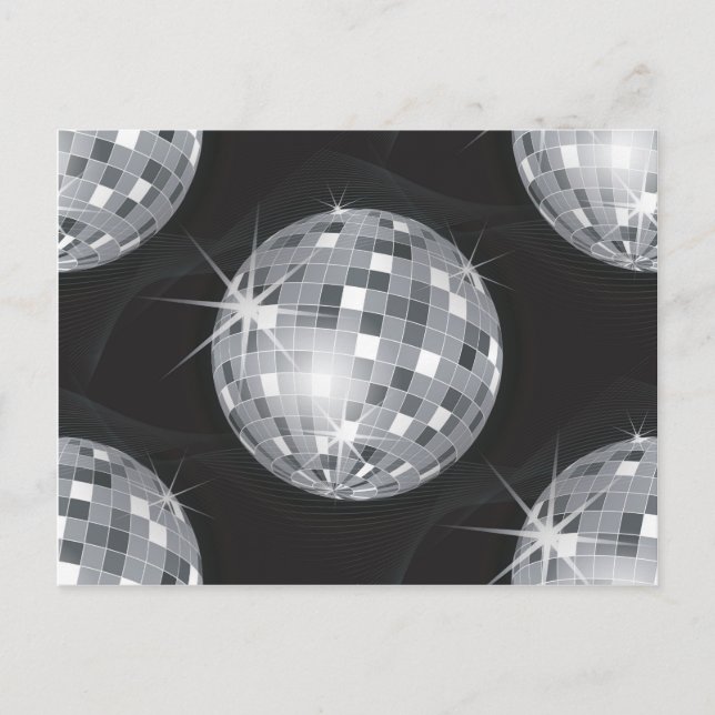 Carte Postale boule disco argent (Devant)