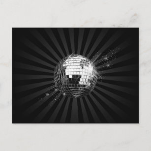 Carte Postale Boule Disco Mirror sur noir