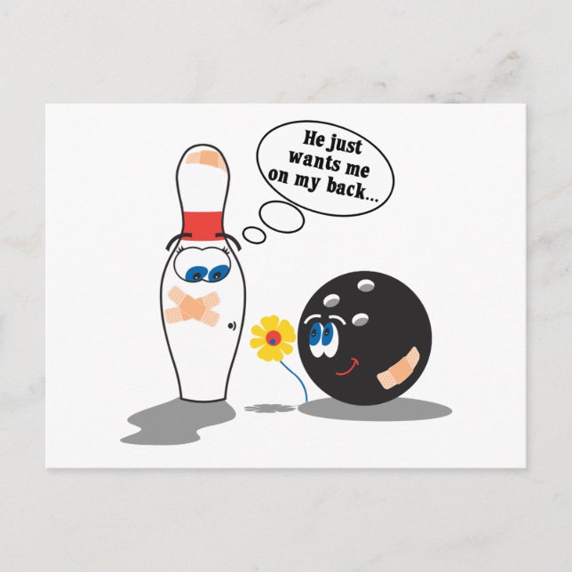 Carte Postale boule et quille de bowling ne veulent que je sois  (Devant)