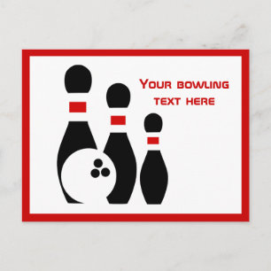 Carte Postale Boule noire de bowling et épingles