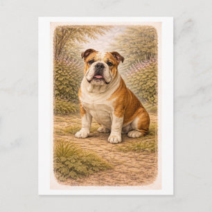 Carte Postale Bouledogue anglais de style vintage