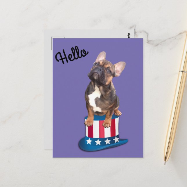 Carte postale Bouledogue français (Devant/Arrière en situation)
