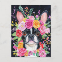 Bouledogue Français Aquarelle Florale