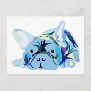 Carte Postale Bouledogue Français Bleu