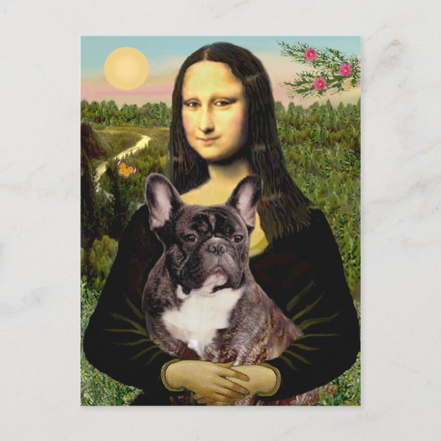 Carte Postale Bouledogue français (br10) - Mona Lisa (Devant)