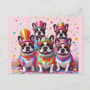 Carte Postale Bouledogue français Carnaval
