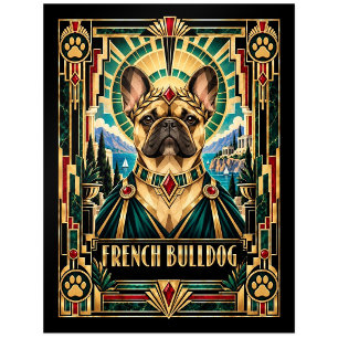 Carte Postale Bouledogue français, chien Art déco