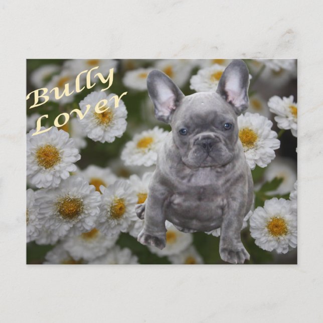 Carte Postale Bouledogue français coeur French Bulldog (Devant)