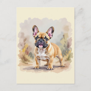 Carte Postale Bouledogue Français Fauve Brun Coloré Chien French