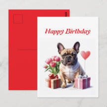 Bouledogue français Fleurs Anniversaire Bulldog