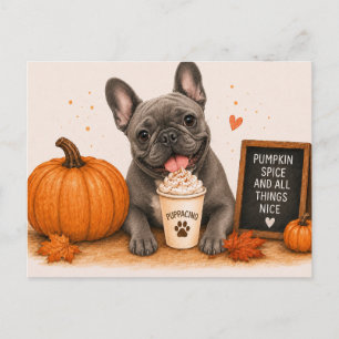 Carte Postale Bouledogue Français Gris Chaud Pumpkin Spice