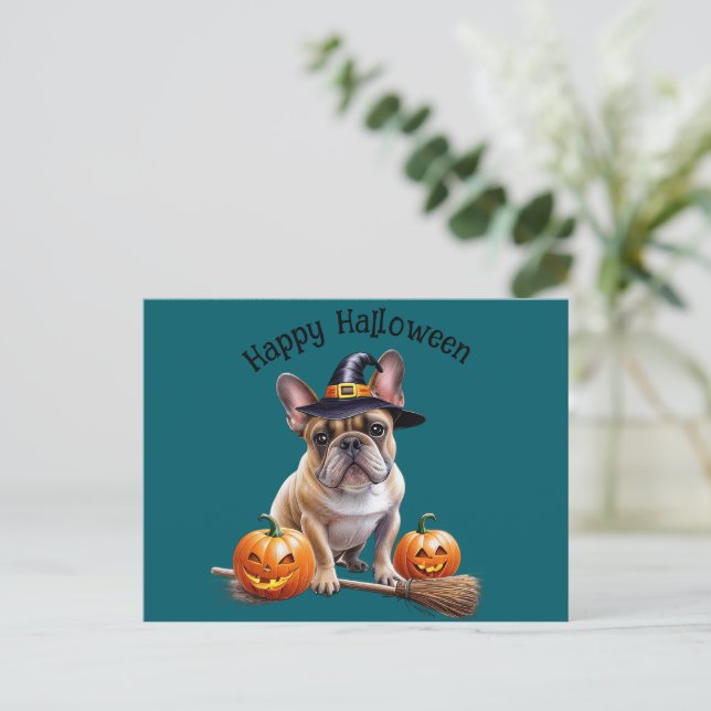 Carte Postale Bouledogue français Halloween (Debout devant)