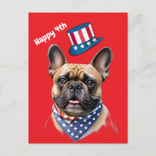 Carte Postale Bouledogue français Happy 4 juillet French Bulldog