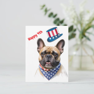 Carte Postale Bouledogue français Happy 4 juillet French Bulldog