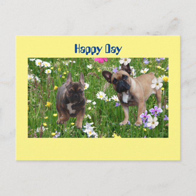 Carte Postale Bouledogue français Happy Day French Bulldog (Devant)