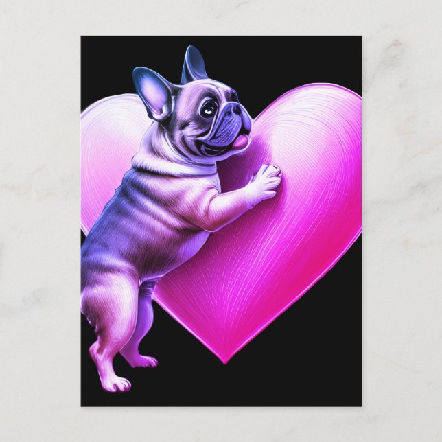 Carte Postale Bouledogue français je t'aime (Devant)