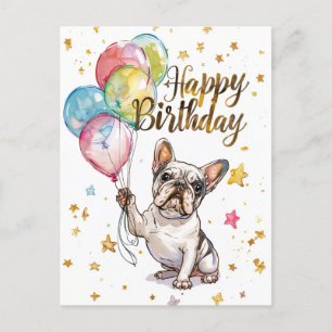 Carte Postale Bouledogue Français Joyeux Anniversaire