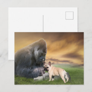 Carte Postale Bouledogue Français Meilleurs amis French Bulldo