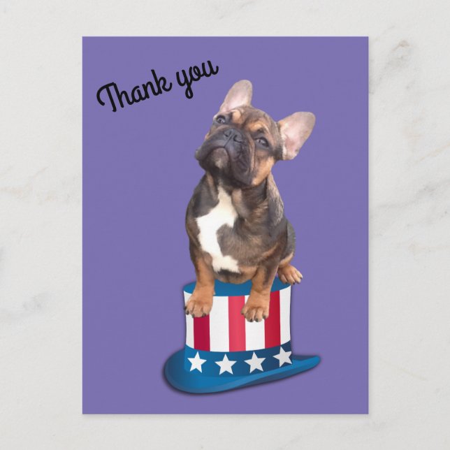 Carte postale bouledogue français merci (Devant)